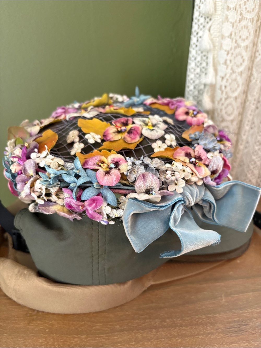 Vintage Floral Pillbox Hat
